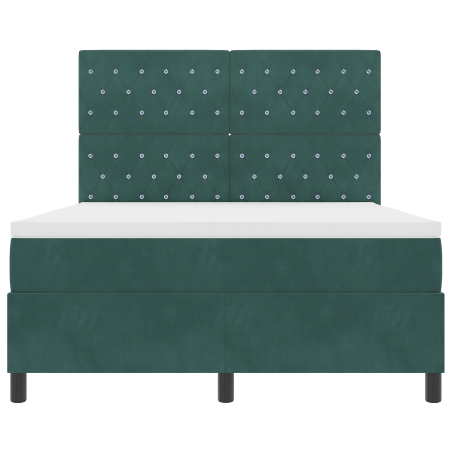 Boxspringbed met matras en LED fluweel donkergroen 140x200 cm