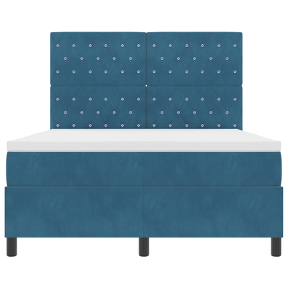 Boxspringbed met matras en LED fluweel donkerblauw 140x200 cm