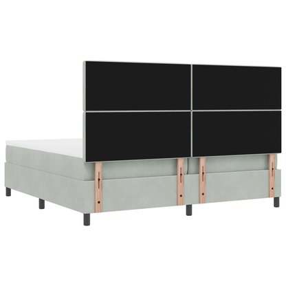 Boxspringbed met matras en LED fluweel lichtgrijs 200x200 cm