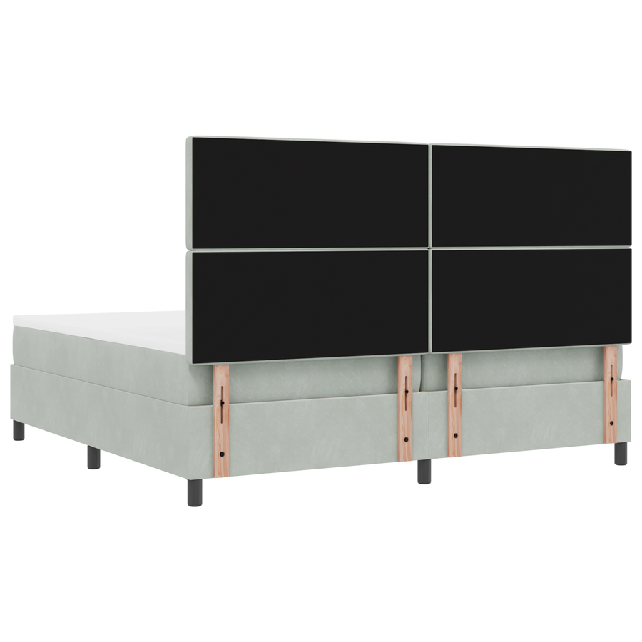 Boxspringbed met matras en LED fluweel lichtgrijs 200x200 cm