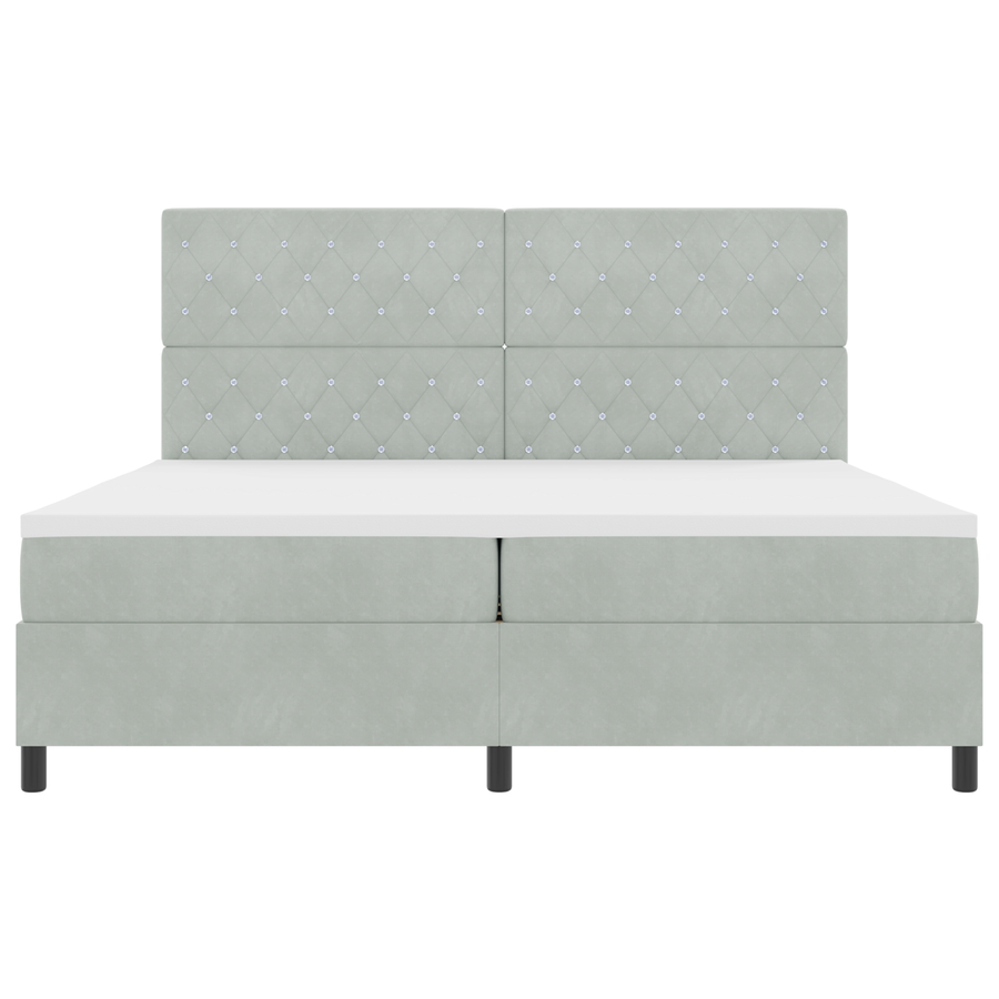 Boxspringbed met matras en LED fluweel lichtgrijs 200x200 cm