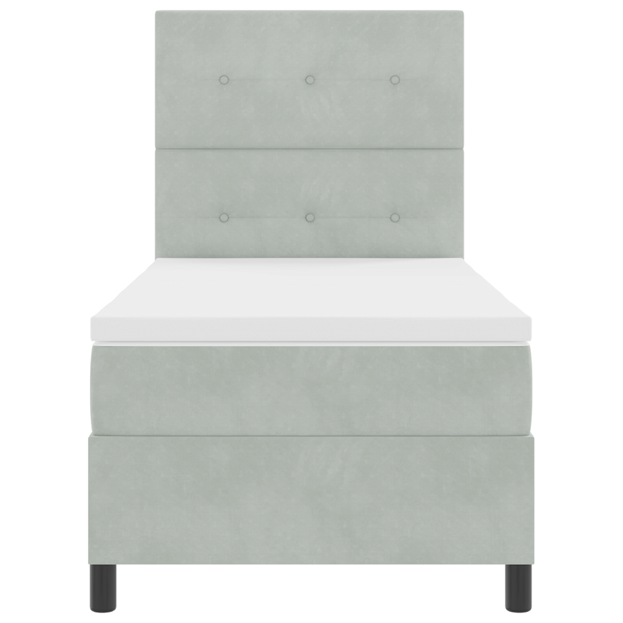 Boxspringbed met matras en LED fluweel lichtgrijs 80x200 cm