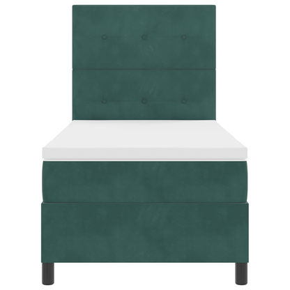 Boxspringbed met matras en LED fluweel donkergroen 80x200 cm