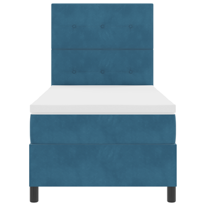 Boxspringbed met matras en LED fluweel donkerblauw 80x200 cm