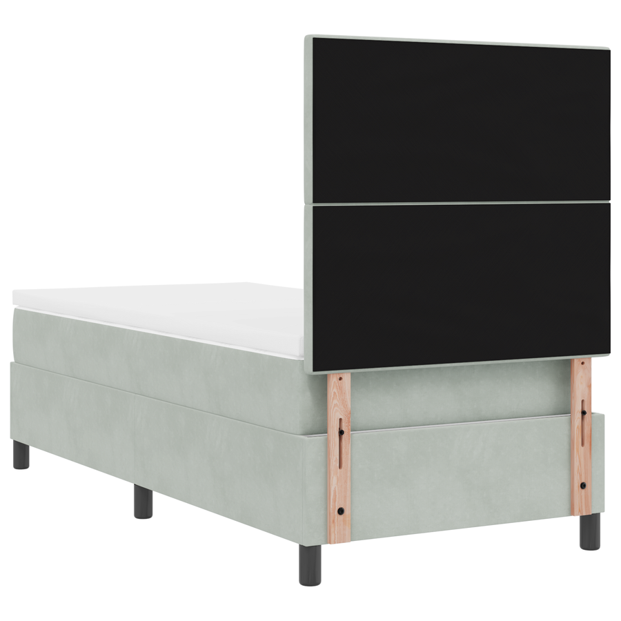Boxspringbed met matras en LED fluweel lichtgrijs 90x190 cm