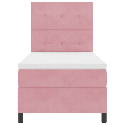 Boxspringbed met matras en LED fluweel roze 90x190 cm