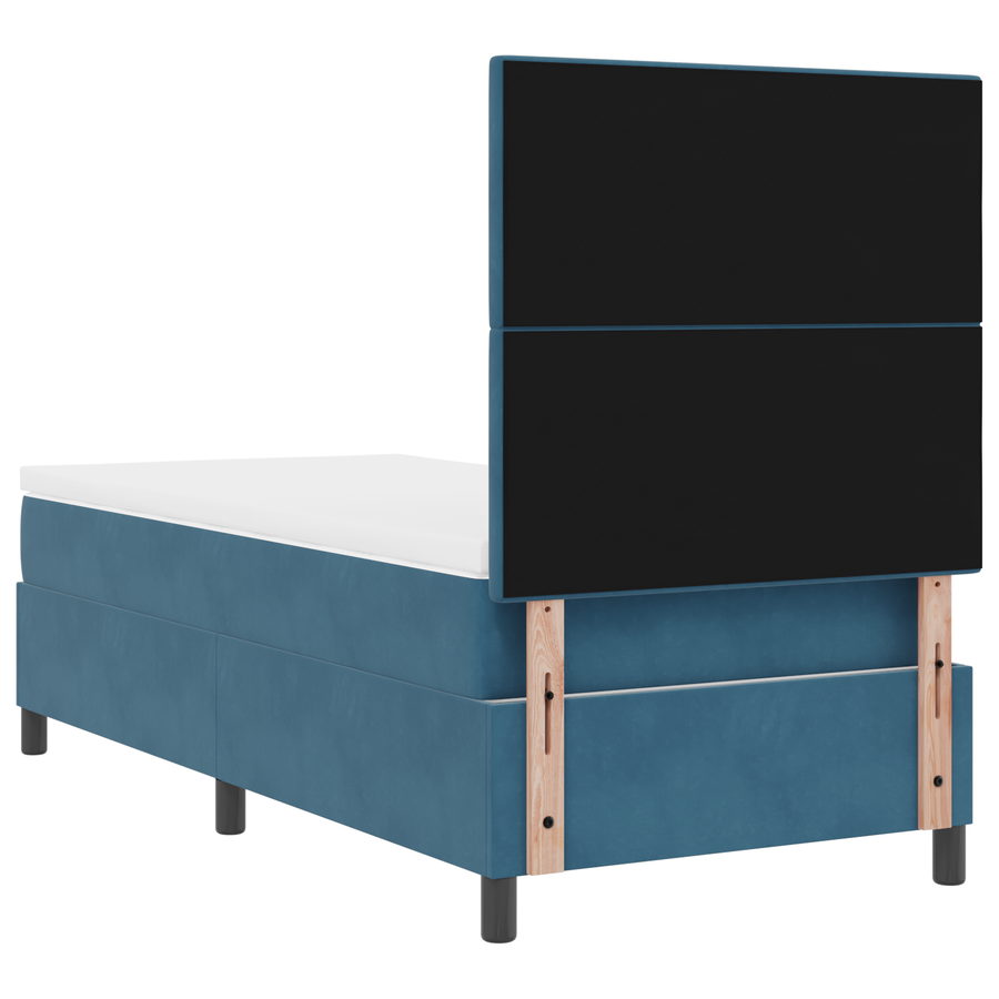Boxspringbed met matras en LED fluweel donkerblauw 90x200 cm
