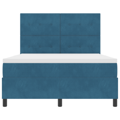 Boxspringbed met matras en LED fluweel donkerblauw 140x200 cm