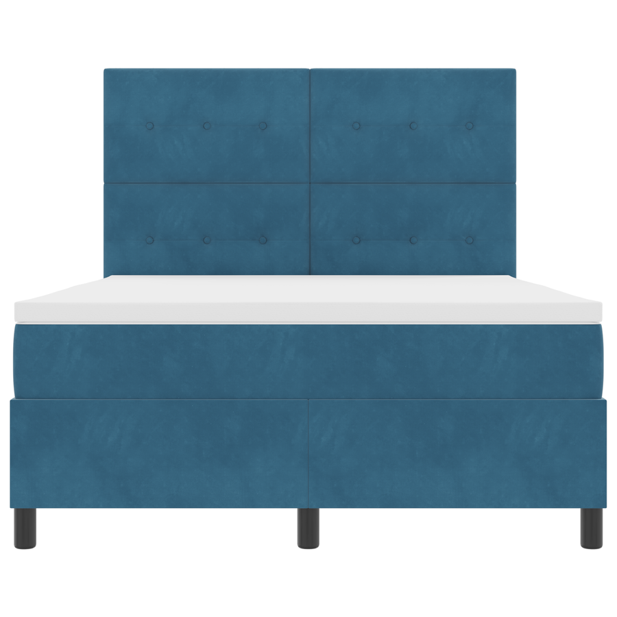 Boxspringbed met matras en LED fluweel donkerblauw 140x200 cm