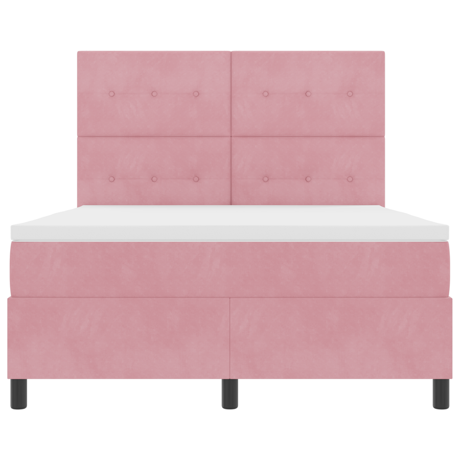 Boxspringbed met matras en LED fluweel roze 140x200 cm