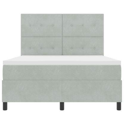 Boxspringbed met matras en LED fluweel lichtgrijs 160x200 cm