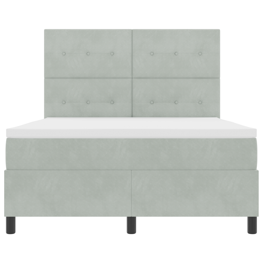 Boxspringbed met matras en LED fluweel lichtgrijs 160x200 cm