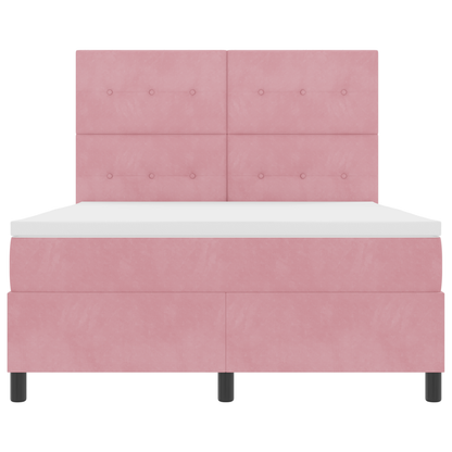 Boxspringbed met matras en LED fluweel roze 160x200 cm