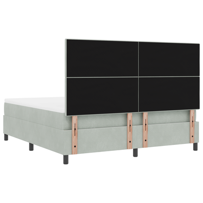 Boxspringbed met matras en LED fluweel lichtgrijs 180x200 cm