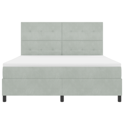 Boxspringbed met matras en LED fluweel lichtgrijs 180x200 cm