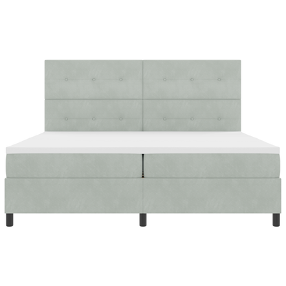Boxspringbed met matras en LED fluweel lichtgrijs 200x200 cm