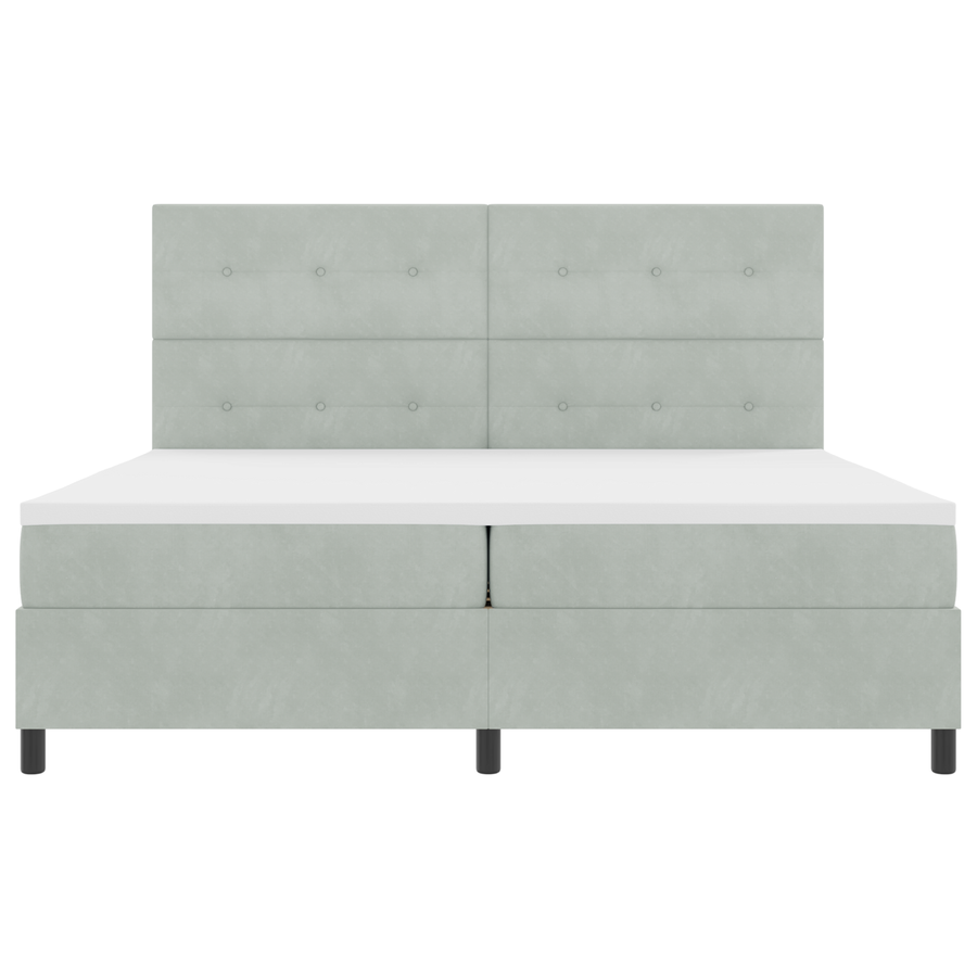 Boxspringbed met matras en LED fluweel lichtgrijs 200x200 cm