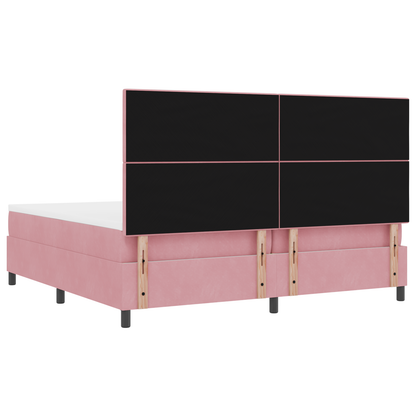 Boxspringbed met matras en LED fluweel roze 200x200 cm