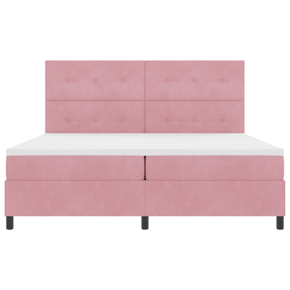 Boxspringbed met matras en LED fluweel roze 200x200 cm