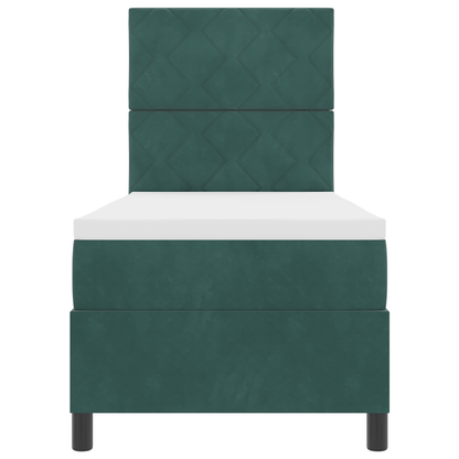 boxspringbed met matras en LED fluweel donkergroen 80x200 cm