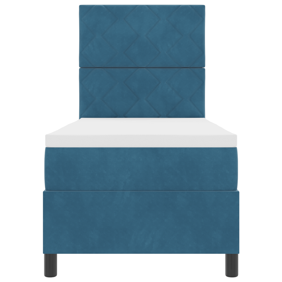 Boxspringbed met matras en LED fluweel donkerblauw 80x200 cm