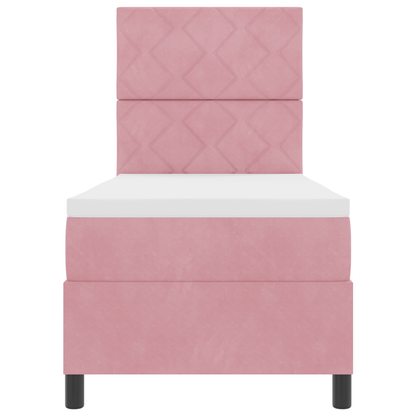 Boxspringbed met matras en LED fluweel roze 80x200 cm