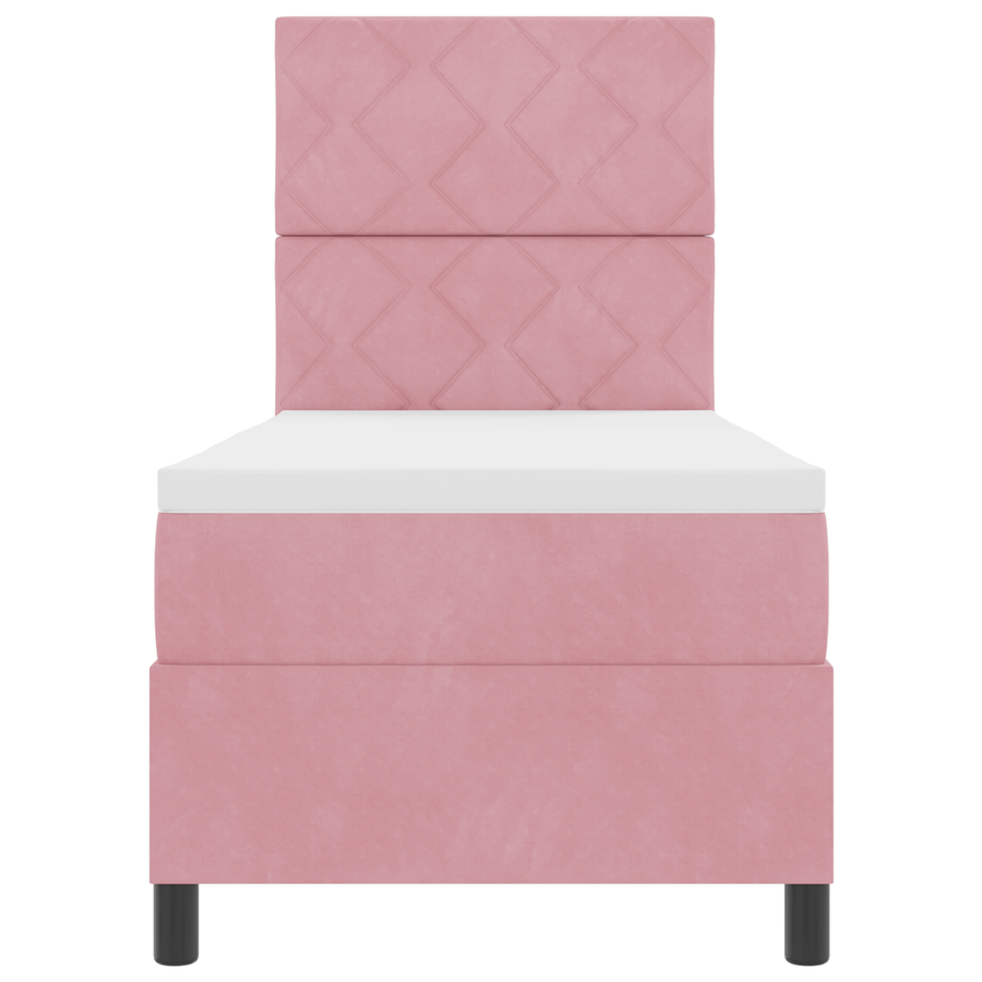 Boxspringbed met matras en LED fluweel roze 80x200 cm