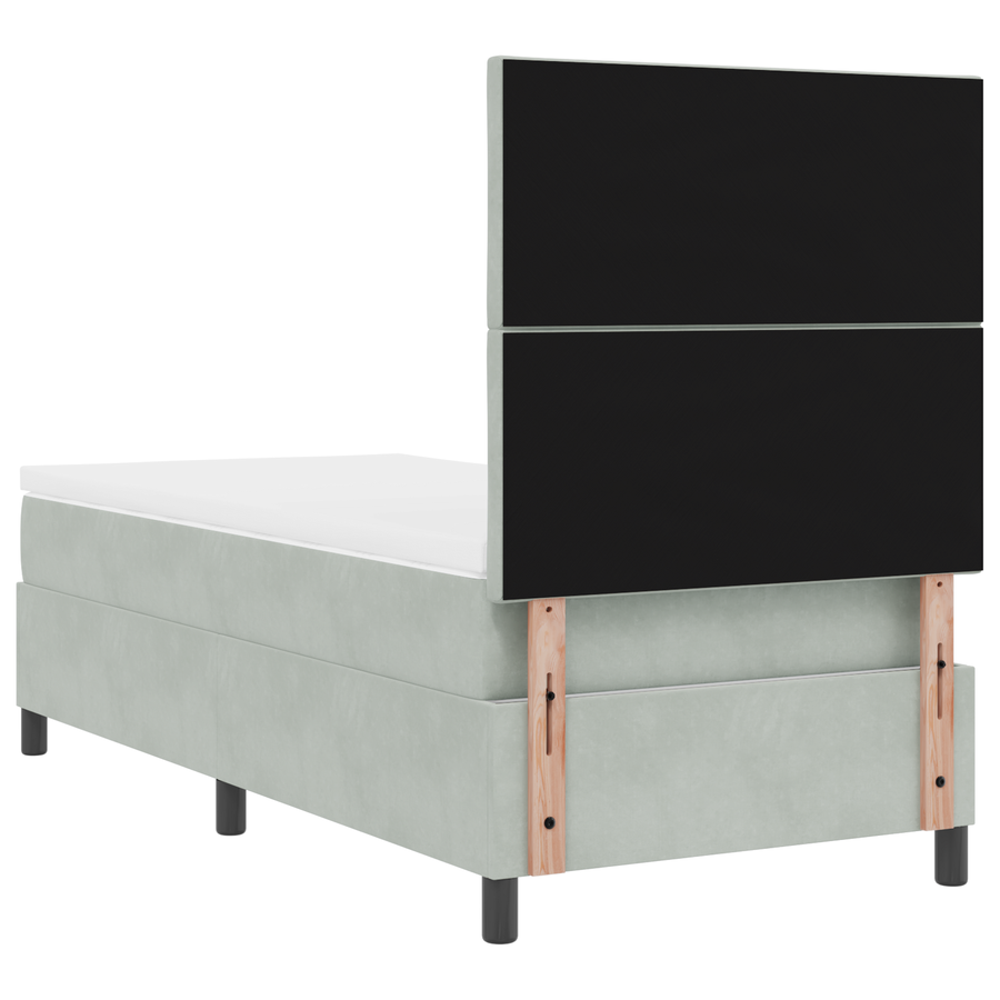 Boxspringbed met matras en LED fluweel lichtgrijs 90x190 cm