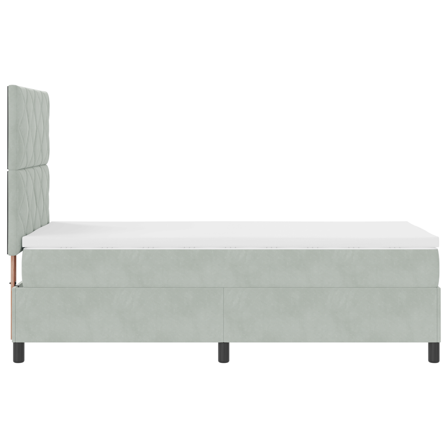 Boxspringbed met matras en LED fluweel lichtgrijs 90x190 cm
