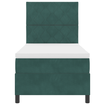 Boxspringbed met matras en LED fluweel donkergroen 90x190 cm