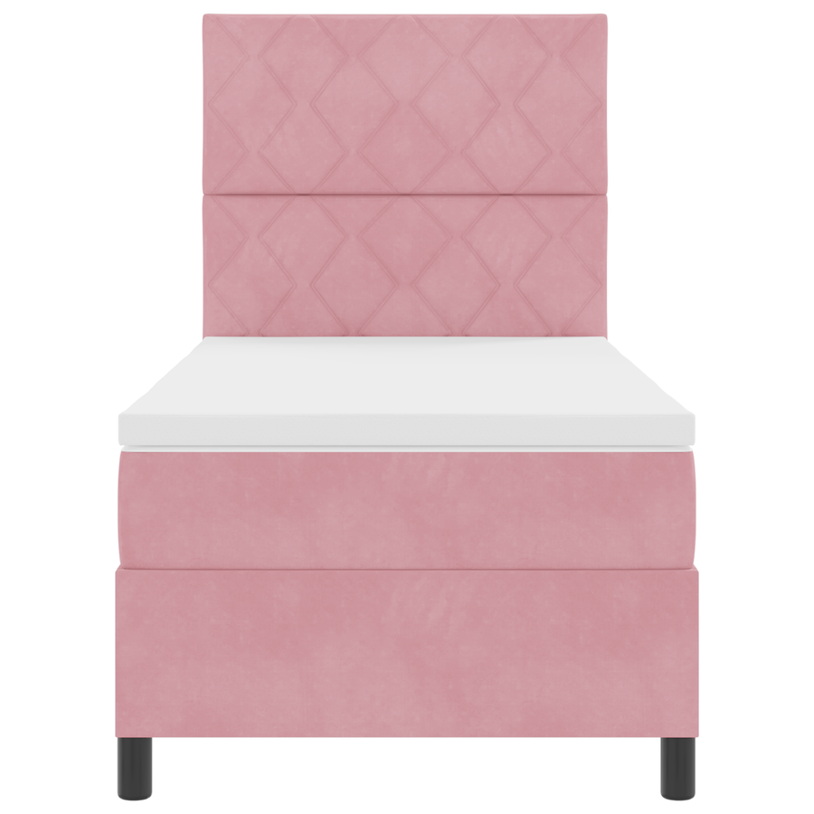 Boxspringbed met matras en LED fluweel roze 90x200 cm