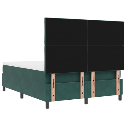 Boxspringbed met matras en LED fluweel donkergroen 140x190 cm