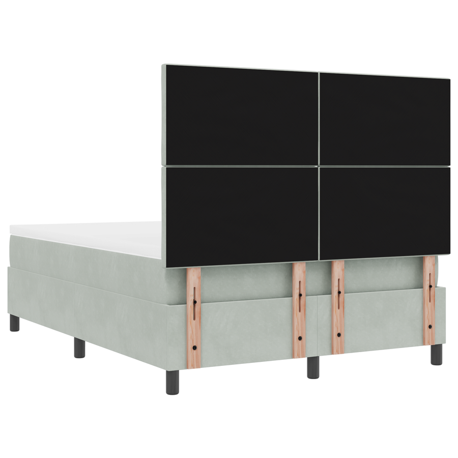 Boxspringbed met matras en LED fluweel lichtgrijs 140x200 cm