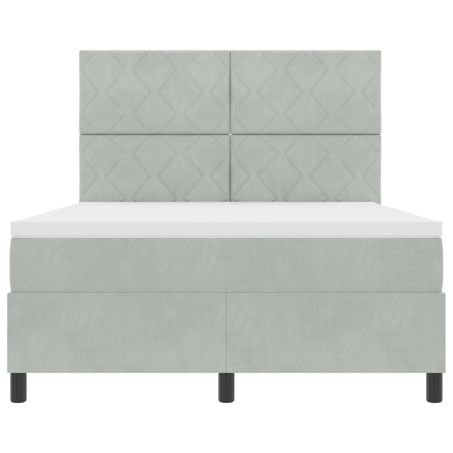 Boxspringbed met matras en LED fluweel lichtgrijs 140x200 cm