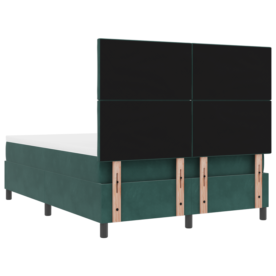 Boxspringbed met matras en LED fluweel donkergroen 140x200 cm