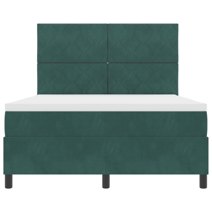 Boxspringbed met matras en LED fluweel donkergroen 140x200 cm