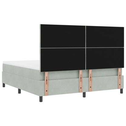 Boxspringbed met matras en LED fluweel lichtgrijs 180x200 cm