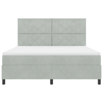 Boxspringbed met matras en LED fluweel lichtgrijs 180x200 cm
