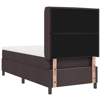 Boxspringbed met matras en LED stof donkerbruin 90x190 cm