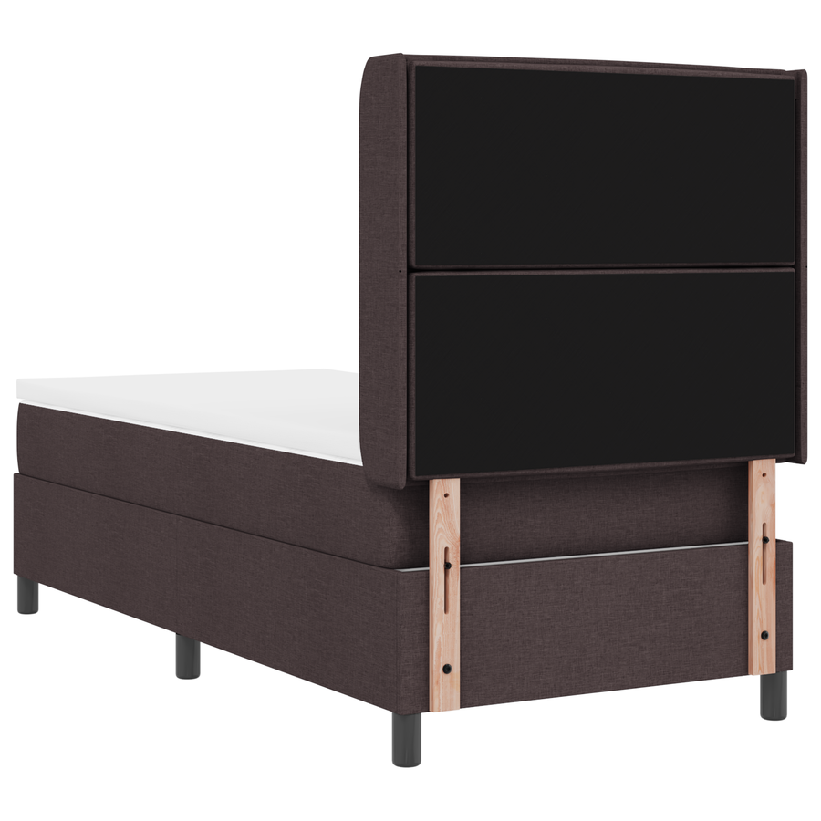 Boxspringbed met matras en LED stof donkerbruin 90x190 cm