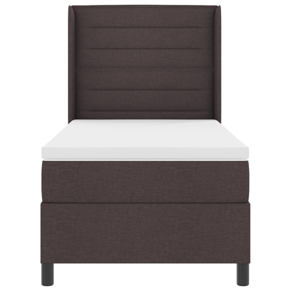 Boxspringbed met matras en LED stof donkerbruin 90x190 cm