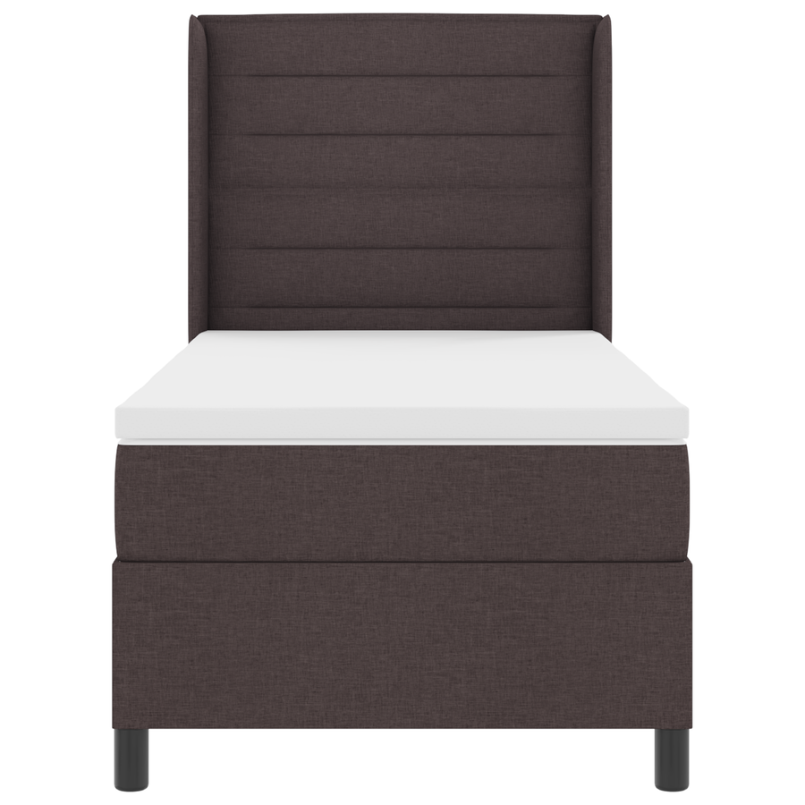 Boxspringbed met matras en LED stof donkerbruin 90x190 cm