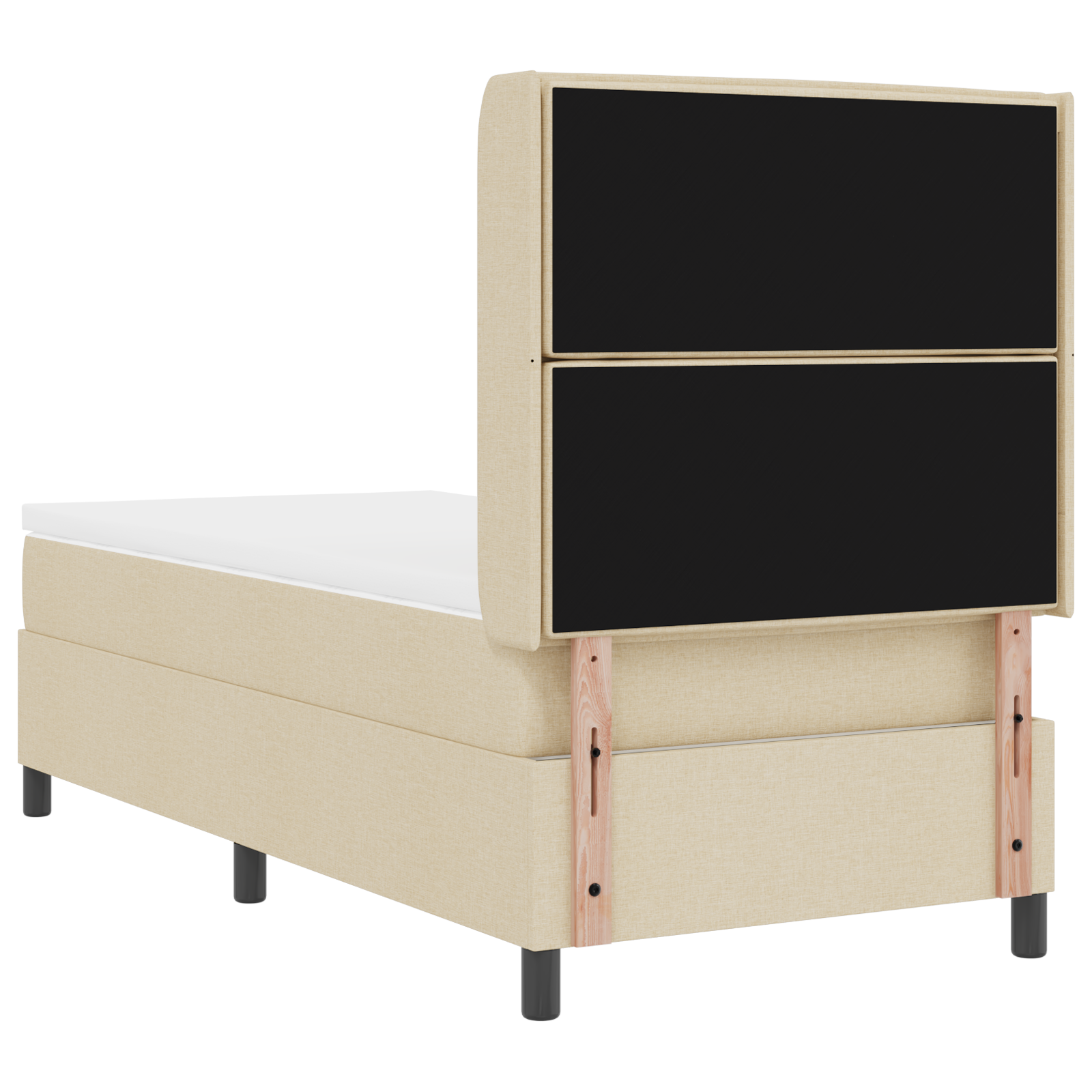 Boxspringbed met matras en LED stof crèmekleurig 90x190 cm