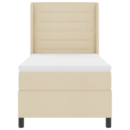 Boxspringbed met matras en LED stof crèmekleurig 90x190 cm