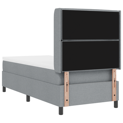 Boxspringbed met matras en LED stof lichtgrijs 90x200 cm