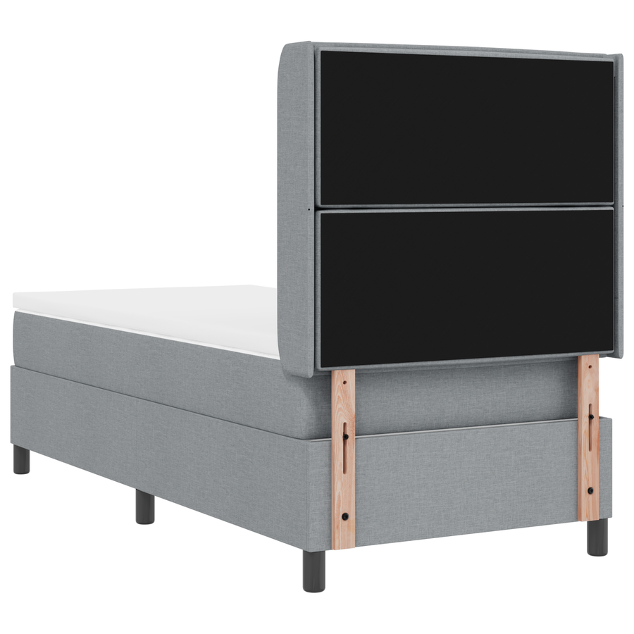 Boxspringbed met matras en LED stof lichtgrijs 90x200 cm