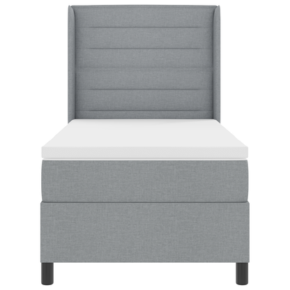 Boxspringbed met matras en LED stof lichtgrijs 90x200 cm