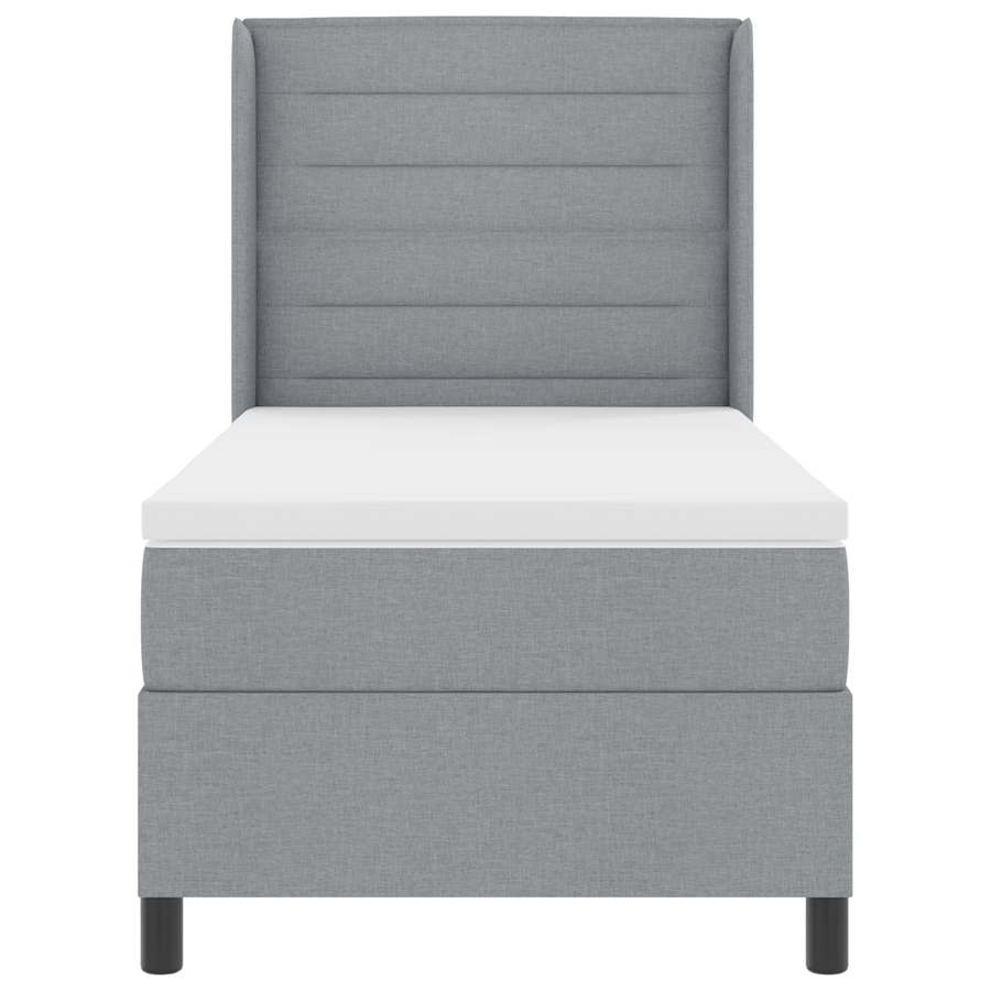 Boxspringbed met matras en LED stof lichtgrijs 90x200 cm