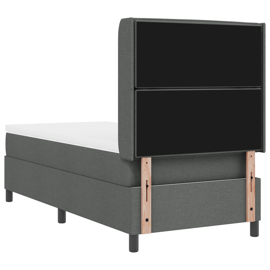 Boxspringbed met matras en LED stof donkergrijs 90x200 cm