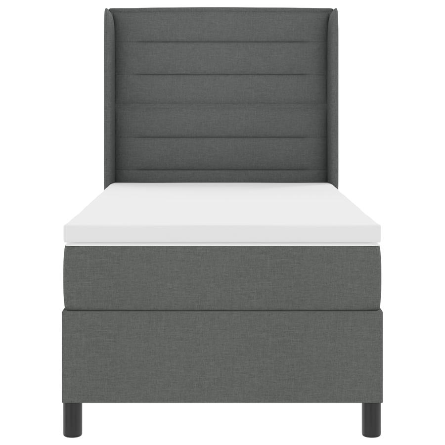 Boxspringbed met matras en LED stof donkergrijs 90x200 cm
